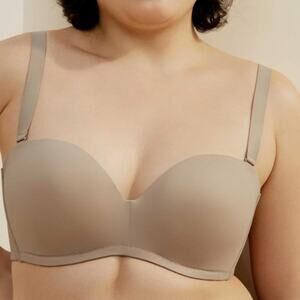 Neiwai Essential Support Wireless Strapless Bandeau Bra Pebble Tan 36B NEW